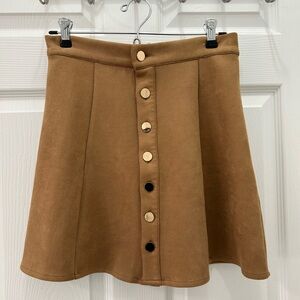 Tan Button-Front Circle Skirt